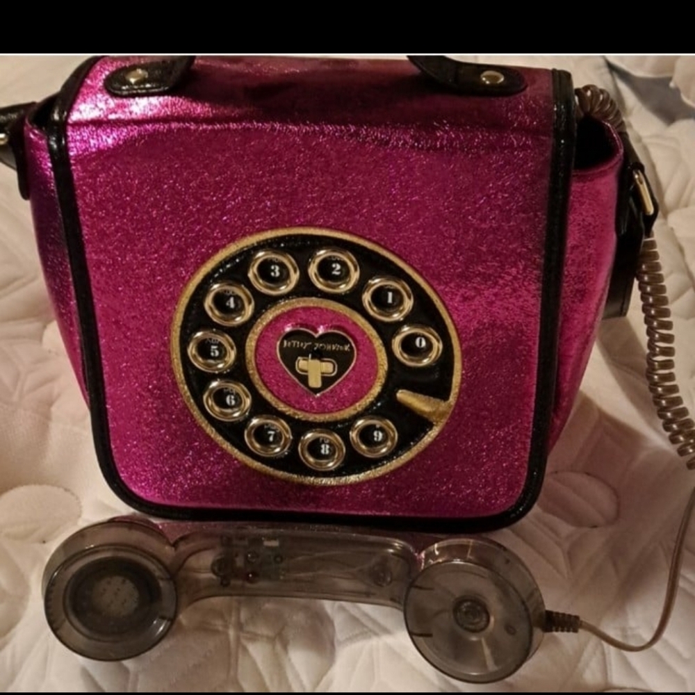 Betsey Johnson Kitsch Off The Hook Hotline Call Me Baby Phone Crossbody Bag Pink - Picture 12 of 15
